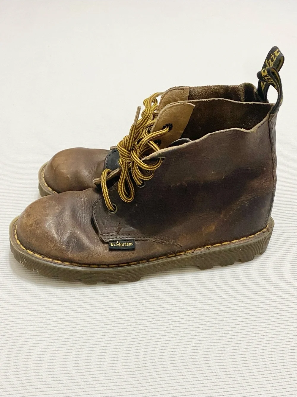 Vintage Dr Martens Made In England Kid's Brown Leather Lace Up Boots